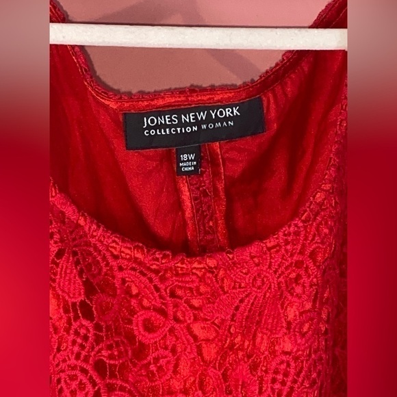 NWT New York Jones Collection red lined crochet lace sheath dress size 18W - Picture 7 of 11